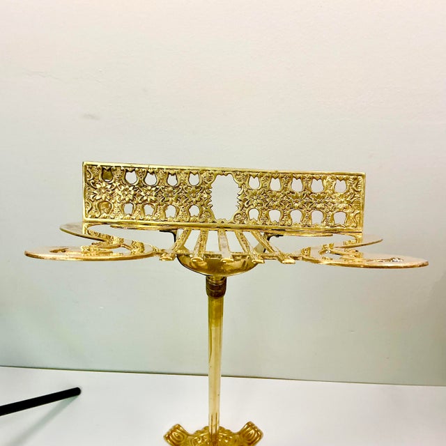 1950s Hollywood Regency French Empire Style Brass Lyre Sheet Music or Book Stand For Sale - Image 12 of 15