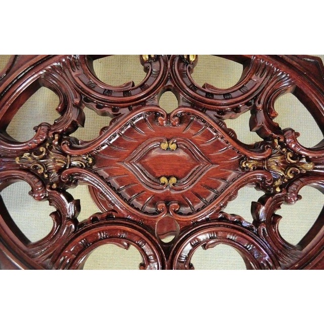 Vintage Mediterranean Style Carved Syroco Glass Top Round Low End Tables - Pair For Sale In Philadelphia - Image 6 of 10