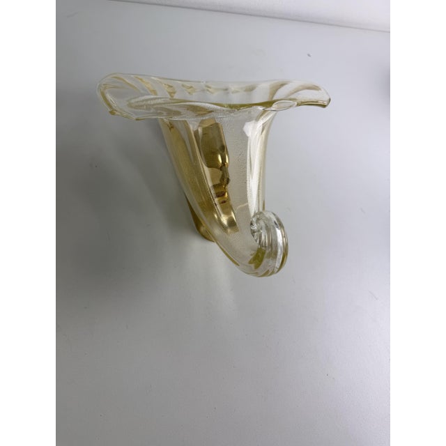 Metal Murano Glass Cornucopia Wall Lamps, 1960s, Set of 2 For Sale - Image 7 of 16