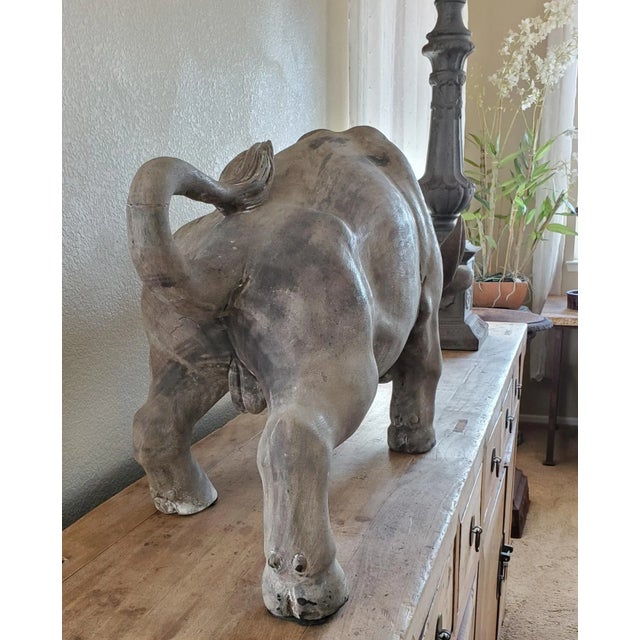 Vintage Carved Teak Bull Sculpture For Sale In San Diego - Image 6 of 13