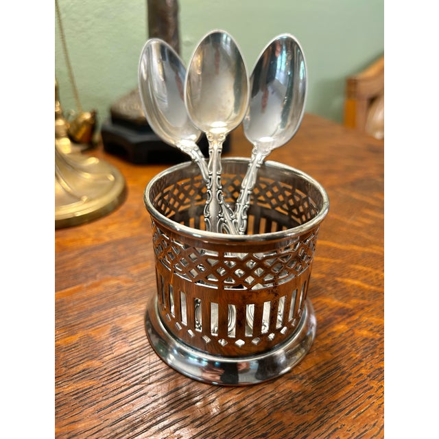 1960s Vintage Wilcox 6812 Art Deco Silver Plate Condiment Holder or Jar Sleeve For Sale - Image 5 of 10