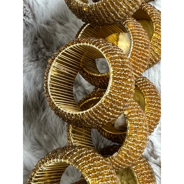Gold Late 20th Century Gold Beaded Napkin Rings- Set of 12 For Sale - Image 8 of 8