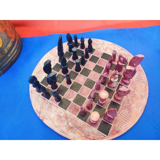 Terracotta chess sets, vintage from the 1970s, dimensions: height 11 cm, diameter 30 cm.