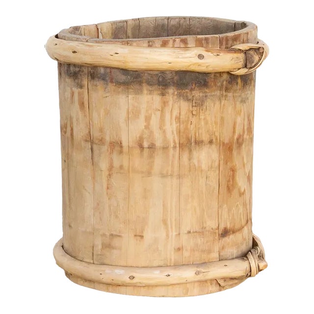 Oxidized Wood & Bamboo Bucket For Sale