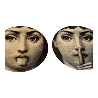 Pair of 8” Lina Cavalieri Portrait Plates – After Piero Fornasetti Tema E Variazioni No. 82 & No. 47 C. 2000s For Sale