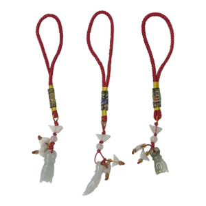 Set 3 Chinese Jade Stone Carved Accent Charm Tassel Display Art