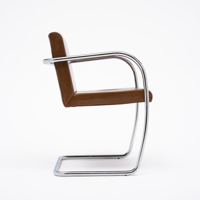 Mid-Century Modern Pair of Mid-Century Modern Chrome and Cognac Leather Cantilever Armchairs For Sale - Image 3 of 9
