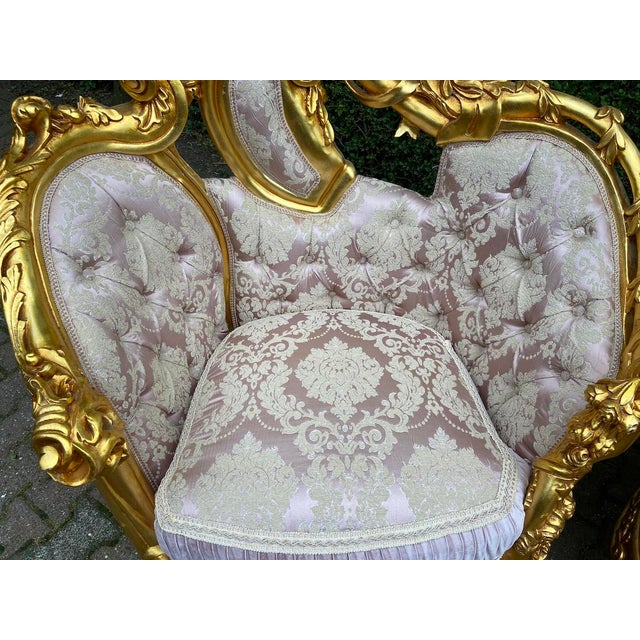 Pair of Late 20th Century Rococo Baroque Bergere Chairs in Gilded Beech ...