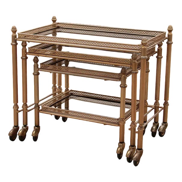 S Three Table Trolleys from Maison Jansen, France, 1950s, Set of 3 For Sale