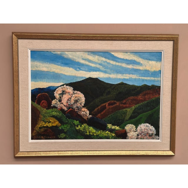 John B. Hinna, Mountain Landscape, 1970, Oil on Panel, Framed For Sale - Image 6 of 18