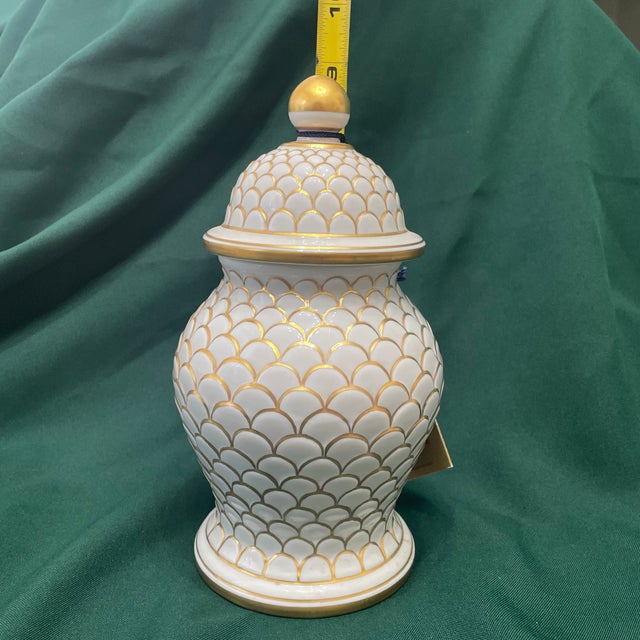 Vintage Italian Le Porcellane Italian Porcelain Gold Fish Scale Ginger Jar Potiche Model 2281 For Sale In Jacksonville, FL - Image 6 of 9