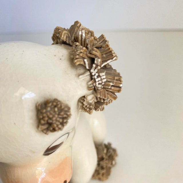 Cream Vintage 1950s Spaghetti Puppy Statue Santa Barbara California Pottery Dog Figurine For Sale - Image 8 of 11