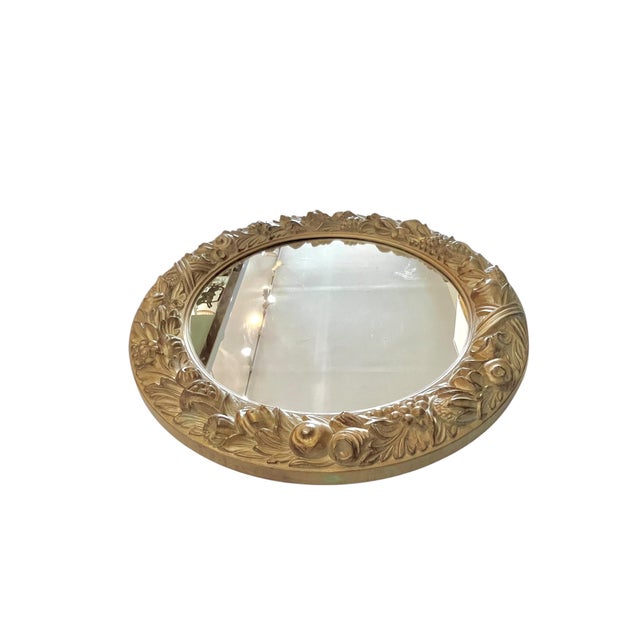Gold Vintage Italian Gold Resin Circular Mirror For Sale - Image 8 of 16