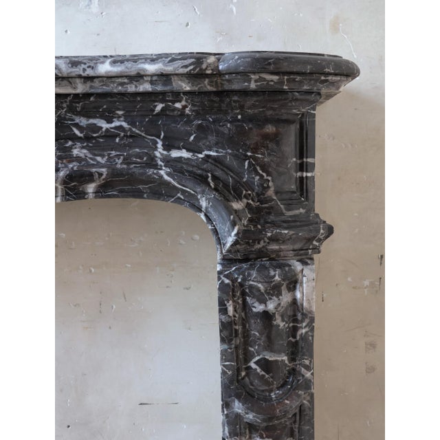 Antique French Louis XIV Style Fireplace in Gris des Pyrénées Marble For Sale - Image 5 of 15