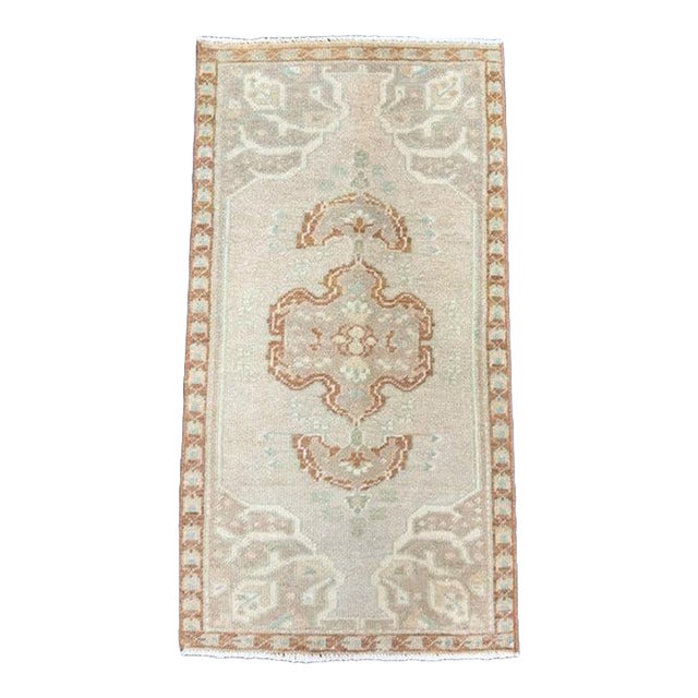 Turkish Mini Rug Oriental Hand Knotted Vintage Rug 1'7" x 3' #17928 For Sale