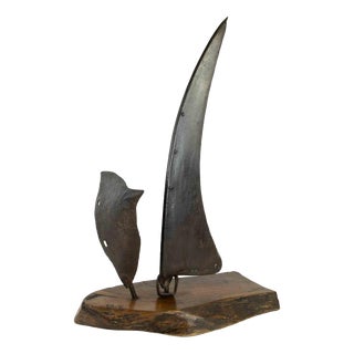 Tatiana Pomus, The Sails Iron Sculpture, Contemporary, Signed, 1974, 74x27 Cm, 1970s, Iron For Sale