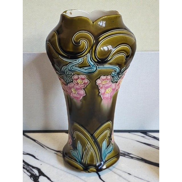 Art Nouveau Slipware Vase by Gustave De Bruyn, 1890s For Sale - Image 6 of 10