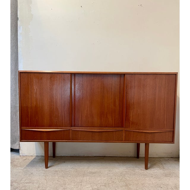 Brown 1960s Danish Teak Buffet / Credenza / Bar Cabinet For Sale - Image 8 of 9
