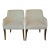 Pair of Bright Chair Maria Arm Chairs in Jane Churchill Darwin Cream With Natural Walnut Legs For Sale