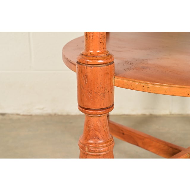 Baker Furniture Italian Provincial Pine and Travertine Top Tea Table or Center Table For Sale - Image 9 of 12