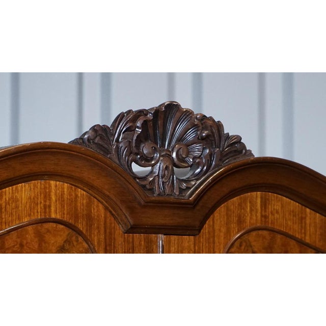 English Art Deco Queen Anne Burr Walnut Wardrobe, 1920s For Sale - Image 18 of 18