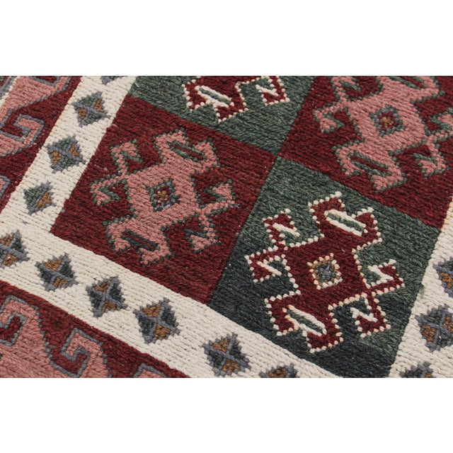Textile Rustic Soumak Red/Gray Wool Runner Rug- 2'4'' X 11'7'' For Sale - Image 7 of 10