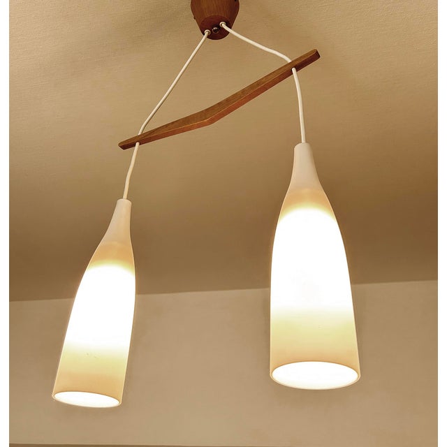 Scandinavian Pendant Light in Teak and Glass, 1960s For Sale - Image 11 of 15