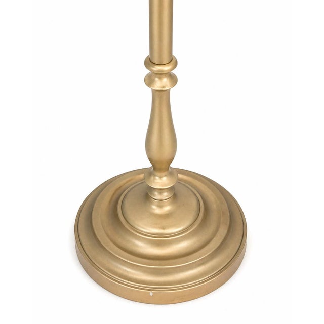 Hollywood Regency Late 20th Century Classic Sunlit Brass Torchiere Floor Lamp With Integrated 3-Light Candelabra — 59” H For Sale - Image 3 of 9