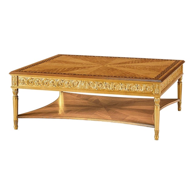 Louis XVI Giltwood Square Coffee Table For Sale