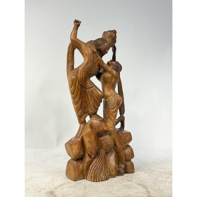 Antique Asian Hand-Carved Wooden Statue For Sale - Image 4 of 12