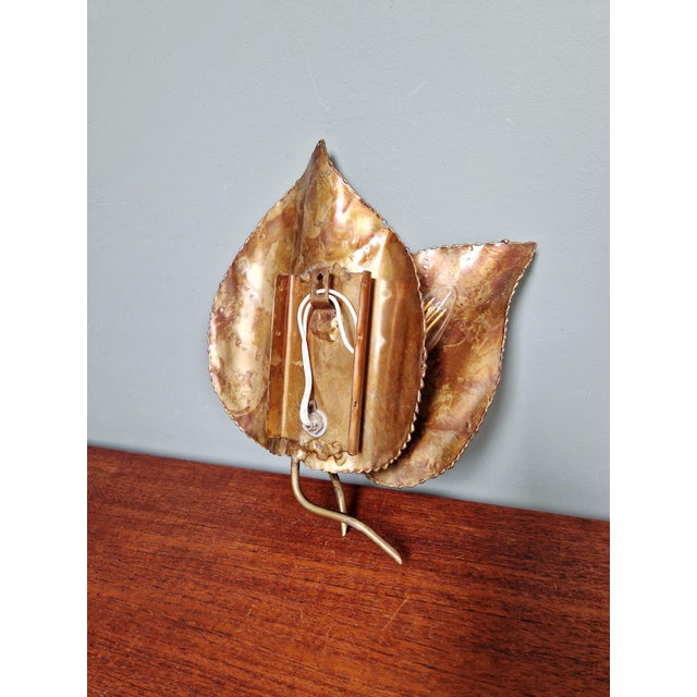 Floral Wall Sconce in Brass from Maison Jansen, France, 1970s For Sale - Image 10 of 11