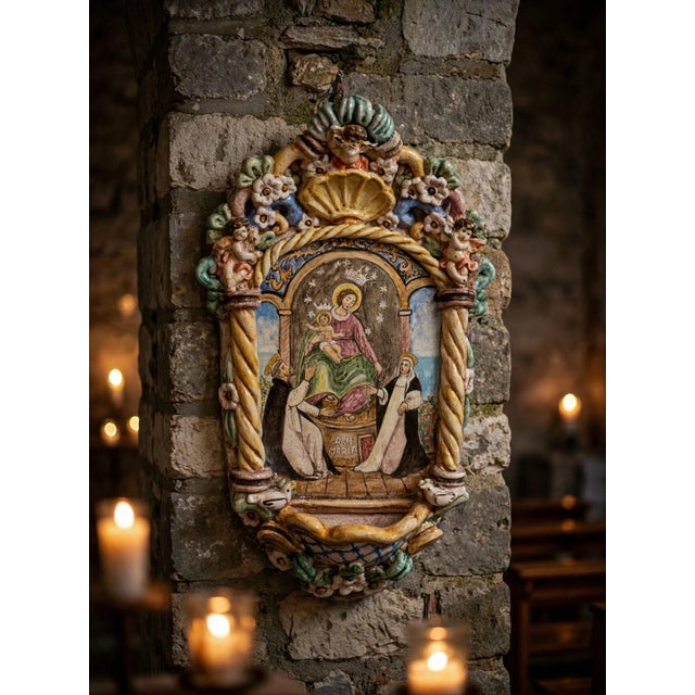 Holy Water Stoup. The Madonna of Pompeii (formally the Blessed Virgin of the Holy Rosary of Pompeii) is one of the most...