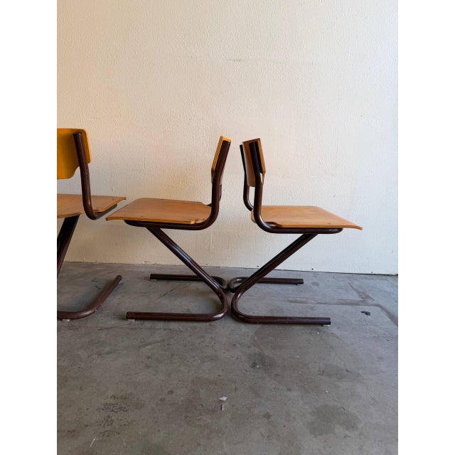 Vintage Scandinavian Stacking Chairs Set of 4 - Mid Century Modern Plywood Dining Chairs For Sale - Image 10 of 10