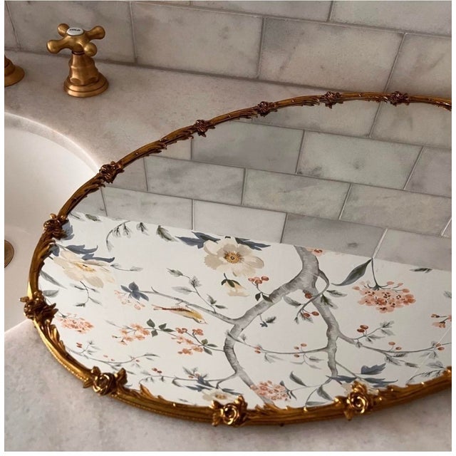 Gold Vintage Hollywood Regency Gold-Plated Mirrored Vanity Tray For Sale - Image 8 of 9