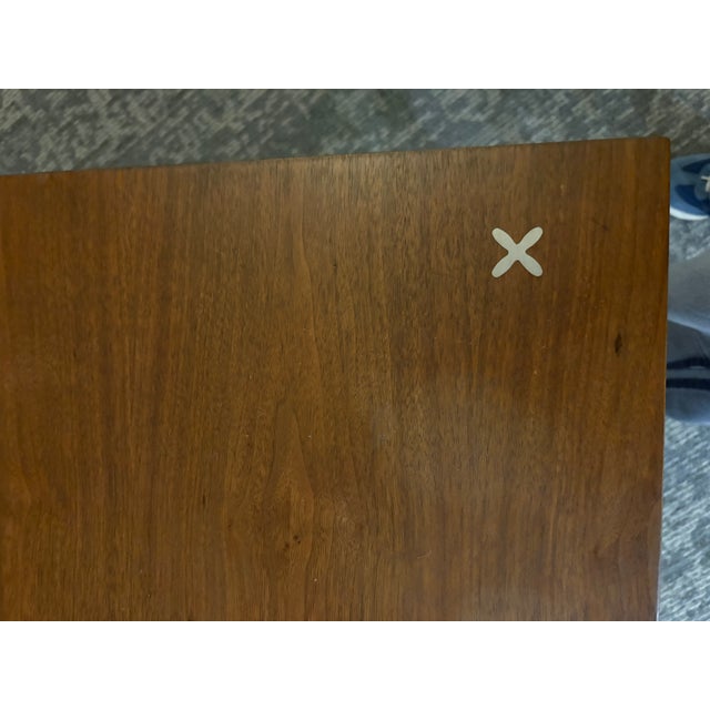 Rare MCM Merton Gershun American of Martinsville Walnut Dropleaf Desk With Aluminum Stars For Sale - Image 17 of 18