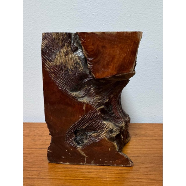 Wood 1970s Organic Modern Burl Wood Bookends – Sculptural Brutalist Studio Craft Pair For Sale - Image 7 of 9