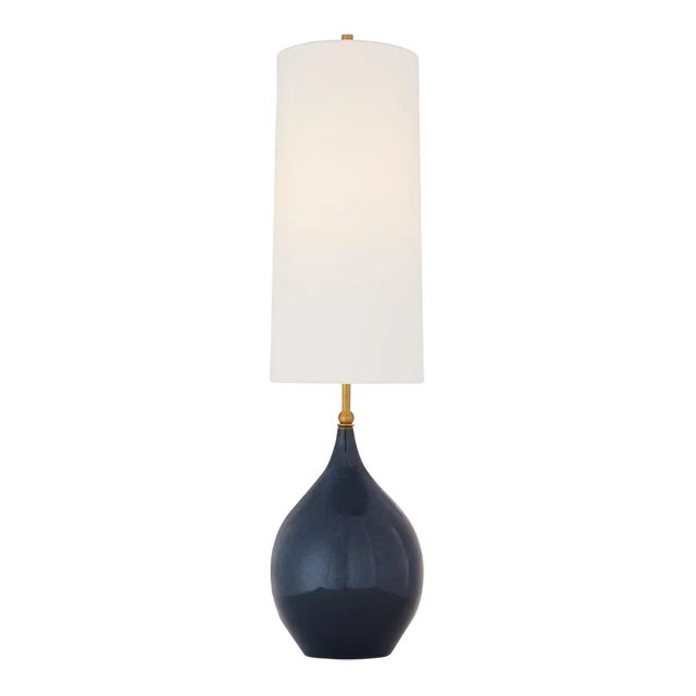 Thomas O'Brien for Visual Comfort Signature Loren Large Table Lamp in Mixed Blue Brown with Linen Shade For Sale