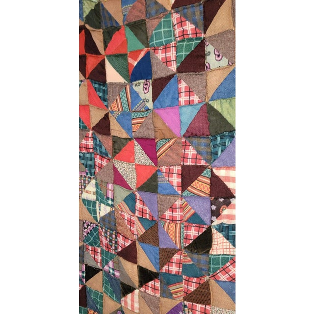 Late 19th Century 19Thc Mini Pieced Broken Dishes Mounted Crib Quilt For Sale - Image 5 of 7