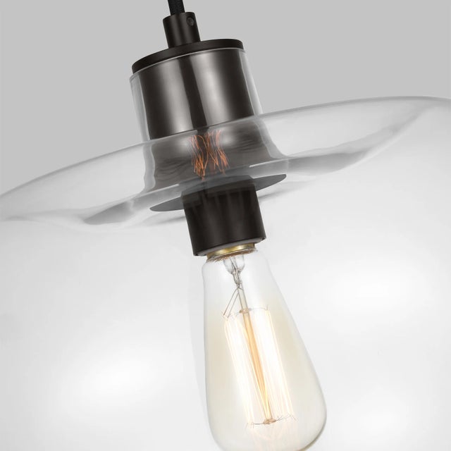 Modern Thomas O'Brien by Visual Comfort Studio Mela 1-Light Large Pendant in Aged Iron For Sale - Image 3 of 5