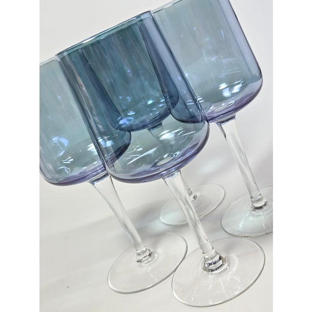 Iridescent Blue Goblets- Set of Four For Sale - Image 6 of 10