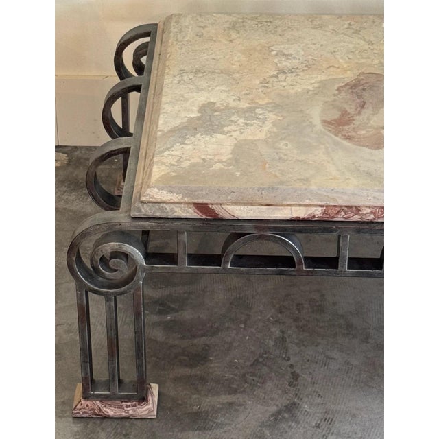 French Art Deco Marble and Iron Coffee Table For Sale - Image 9 of 10