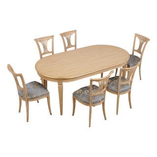 Italian Neoclassical Dining Room Table & Chairs Set For Sale