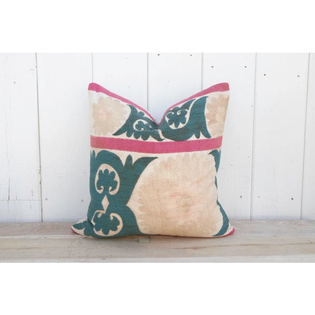 Peach Vintage Suzani Pillow For Sale In Los Angeles - Image 6 of 9