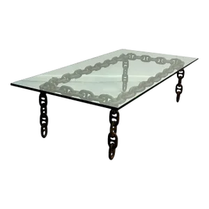 1990s Artisan Industrial Chain Link Iron Coffee Table, Belgium