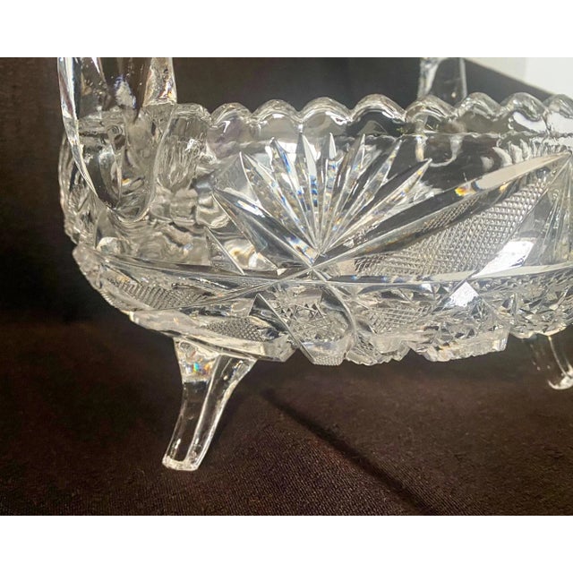 Antique Eapg Cut Glass Basket or Bowl, American Brilliant Period For Sale - Image 10 of 12