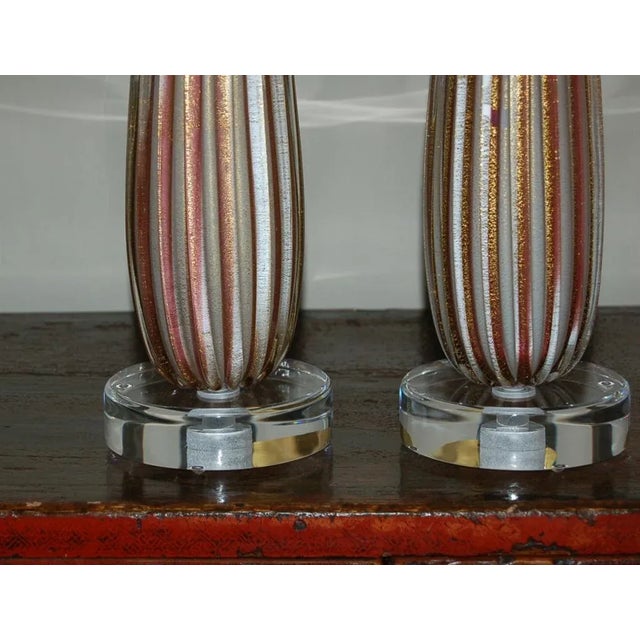 Archimede Seguso Vintage Murano Glass Lamps Lavender White For Sale - Image 4 of 8