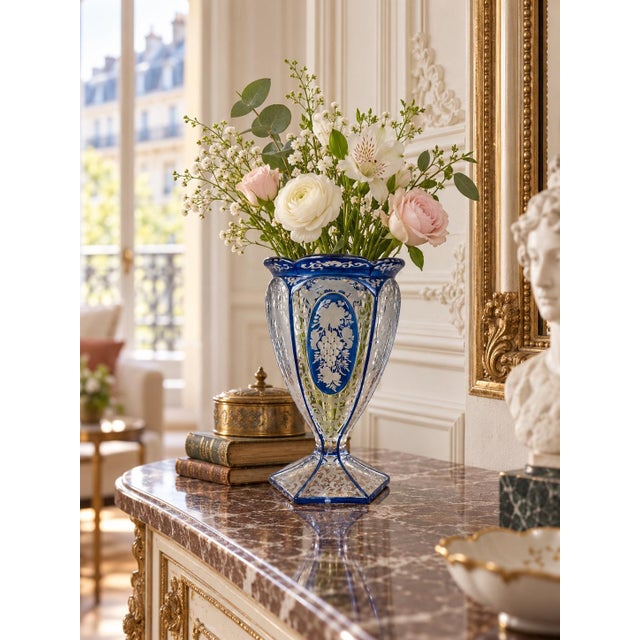 1920s Vintage Bohemian Crystal Vase, 1920s For Sale - Image 5 of 10