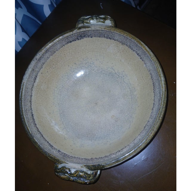 Rustic Mid Century Hand Thrown Stoneware Studio Pottery Centerpiece Bowl For Sale In Naples, FL - Image 6 of 11
