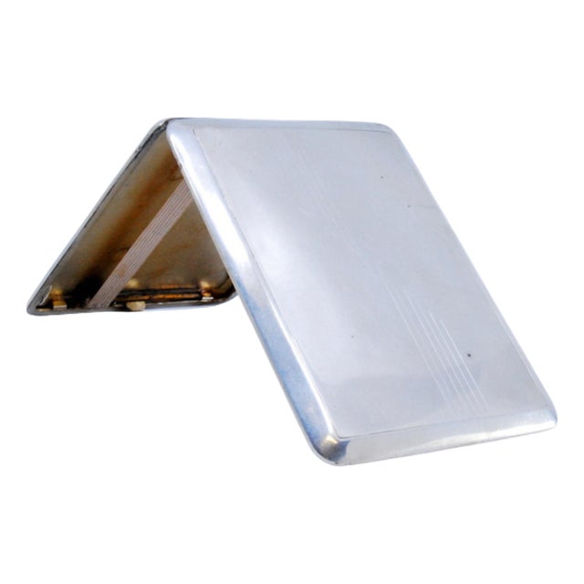 Silver Cigarette Case with Asymmetrical Engravings For Sale