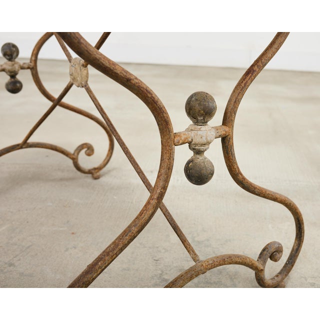 Bronze French Art Nouveau Patinated Iron Bronze Garden Bistro Table For Sale - Image 8 of 18